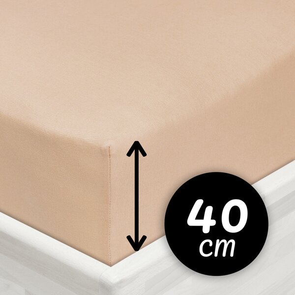 Jersey napínacie prestieradlo na extra vysoký matrac JR-033 Béžové 80 x 200 - výška 40 cm