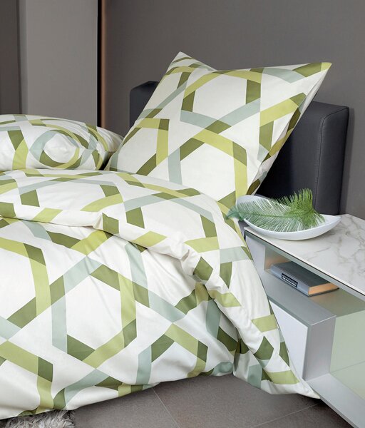 POSTEĽNÁ BIELIZEŇ, makosatén, zelená, biela, 135/200 cm Janine - Online Only bytové doplnky, Online Only