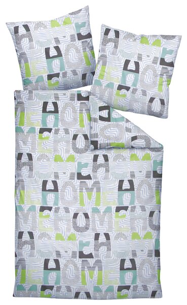 POSTEĽNÁ BIELIZEŇ, makosatén, sivá, zelená, 135/200 cm Janine - Online Only bytové doplnky, Online Only