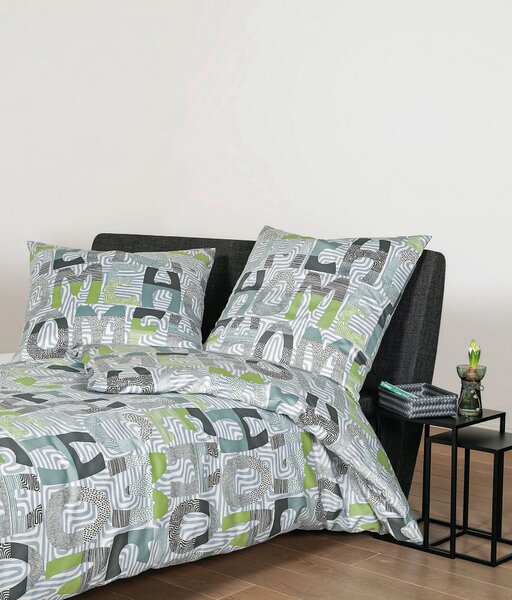 POSTEĽNÁ BIELIZEŇ, makosatén, sivá, zelená, 135/200 cm Janine - Online Only bytové doplnky, Online Only