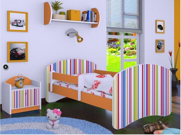 Detská posteľ bez šuplíku 160x80cm PRÚŽKY - oranžová