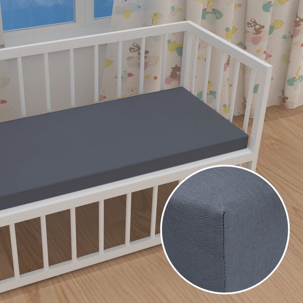 Detské jersey napínacie prestieradlo do postieľky JR-029 Antracitovo sivé 60 x 120 x 10 cm - do postieľky