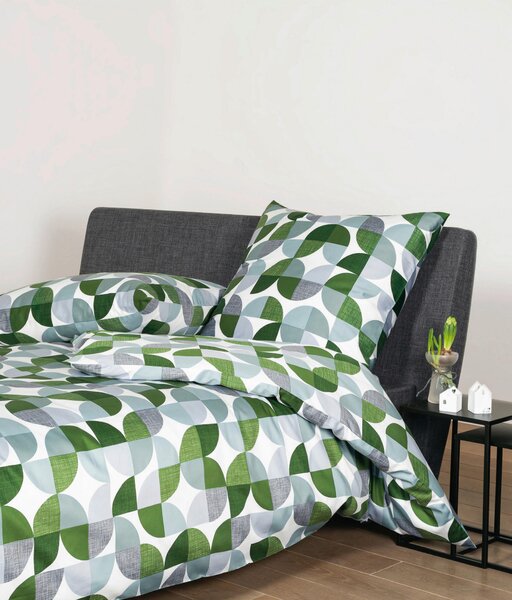 POSTEĽNÁ BIELIZEŇ, makosatén, sivá, zelená, 135/200 cm Janine - Online Only bytové doplnky, Online Only