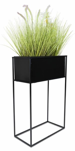 KOVOVÝ KVETINÁČ SO STOJANOM RECT 70X24X44 CM ČIERNA