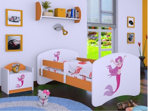 Detská posteľ bez šuplíku 160x80cm málo Mermaid - oranžová