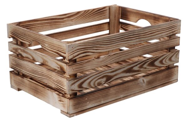 ČistéDřevo Opálená drevená debnička 46x32x22 cm