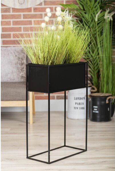 KOVOVÝ KVETINÁČ SO STOJANOM RECT 70X24X44 CM ČIERNA