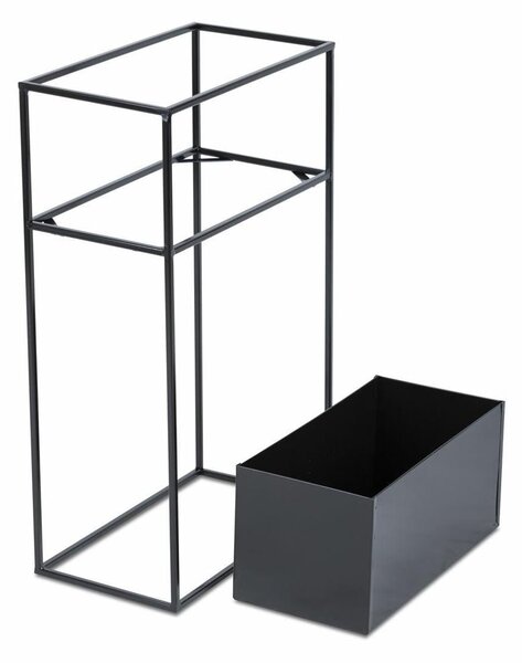 KOVOVÝ KVETINÁČ SO STOJANOM RECT 70X24X44 CM ČIERNA