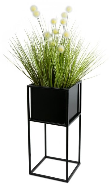 KOVOVÝ KVETINÁČ SO STOJANOM PLAIN 50X24 CM ČIERNA