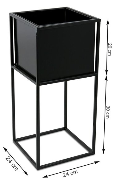 KOVOVÝ KVETINÁČ SO STOJANOM PLAIN 50X24 CM ČIERNA