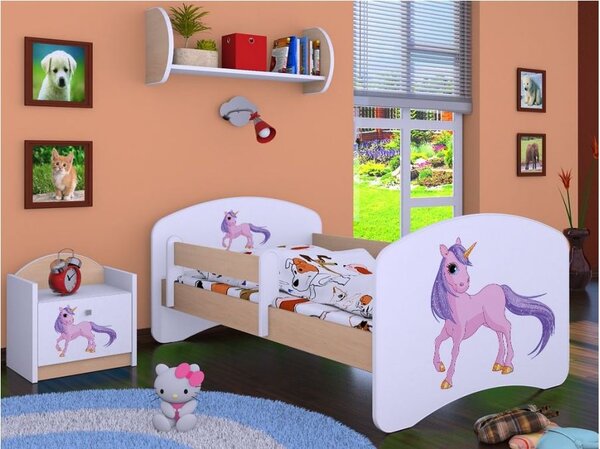 Detská posteľ bez šuplíku 180x90cm Jednorožec - svetlá hruška