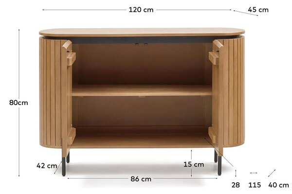 Nízka komoda z mangového dreva v prírodnej farbe 120x80 cm Licia – Kave Home