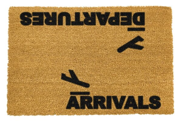 Rohožka z prírodného kokosového vlákna Artsy Doormats Arrivals and Departures, 40 x 60 cm