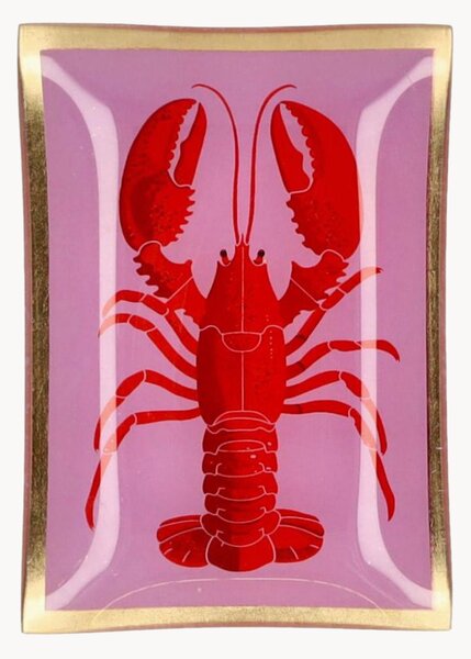 Ručne maľovaný sklenený tanierik na drobnosti Lobster