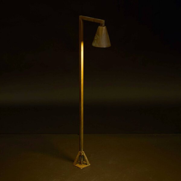 Moretti Luce Chodníkové LED svetlo Silva Disk, 80 x 19 cm, antik mosadz, Hnedá / staromosadz, Mosadz, Vidiecky / Rustikálny, Osvetlenie príjazdovej cesty