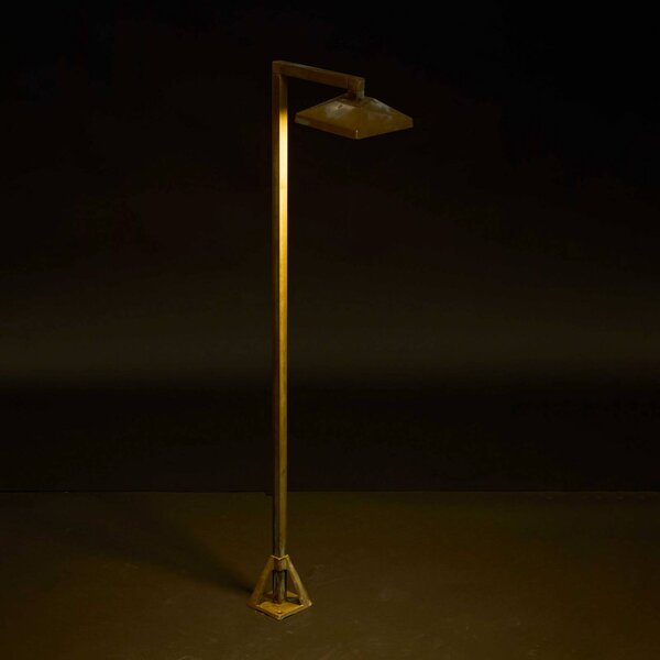 Moretti Luce Chodníkové LED svetlo Aura Edge, 80 x 19,5 cm, antik mosadz, Hnedá / staromosadz, Mosadz, Vidiecky / Rustikálny, Osvetlenie príjazdovej cesty