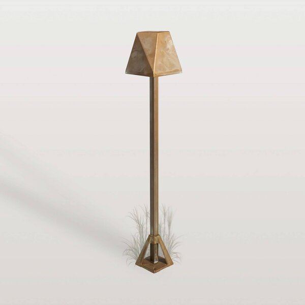 Moretti Luce LED podlahová lampa Silva Edge, výška 50 cm, antická mosadz, Hnedá / staromosadz, Mosadz, Vidiecky / Rustikálny, Vonkajčie stĺpové osvetlenie