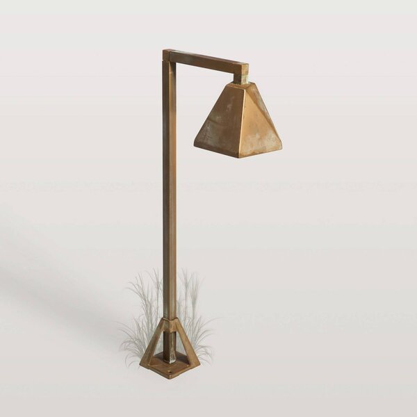 Moretti Luce LED podlahová lampa Silva Edge, 50 x 19 cm, antická mosadz, Hnedá / staromosadz, Mosadz, Vidiecky / Rustikálny, Vonkajčie stĺpové osvetlenie