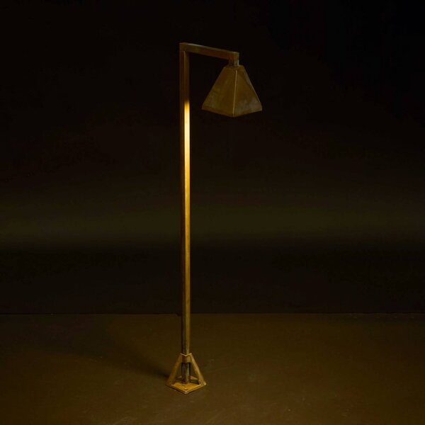 Moretti Luce Chodníkové LED svetlo Silva Edge, 80 x 19 cm, antik mosadz, Hnedá / staromosadz, Mosadz, Vidiecky / Rustikálny, Osvetlenie príjazdovej cesty