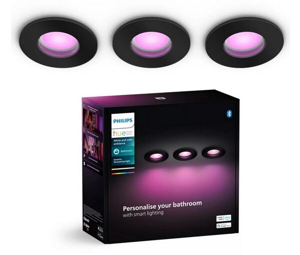 Philips-SADA 3x LED RGBW Stmievateľné kúpeľňové sv. Hue XAMENTO 1xGU10/4,2W IP44