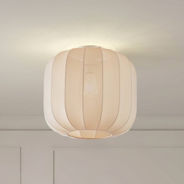 Lindby Stropné svietidlo Helin, béžová farba, látka, Ø 35 cm, Krémová / jantárovo žltá, Obývacia izba / jedáleň, Textil / látka / hodváb, Škandinávsky, Závesné svietidlo