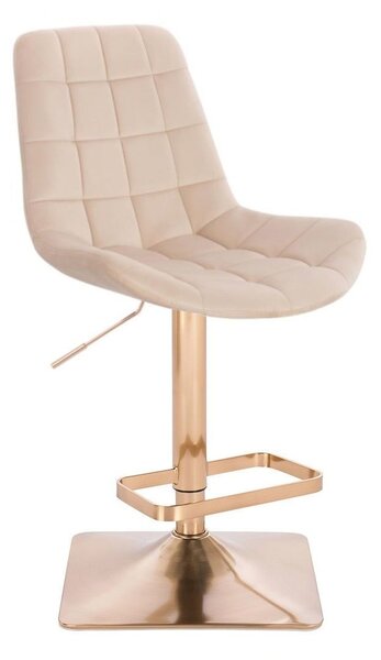 LuxuryForm DESIGN Barová stolička PARIS VELUR na zlatej hranatej podstave - krémová