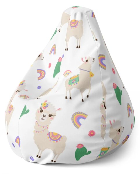 Sablio Sedací vak Pear Roztomilé lamy - 70 x 95 x 15 cm
