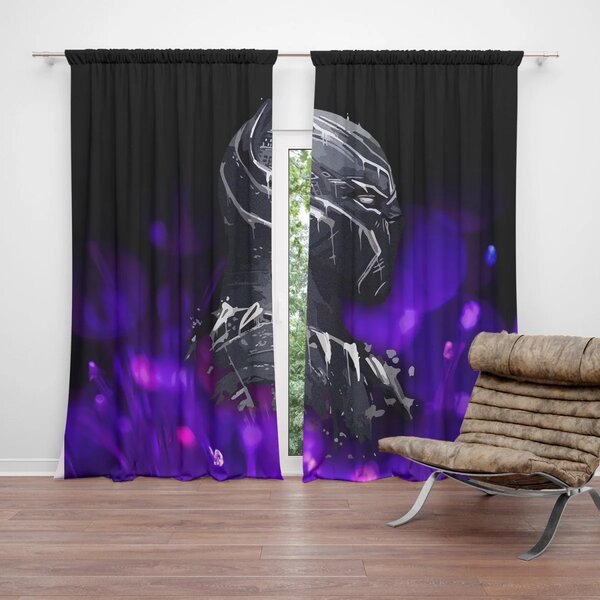Sablio Záves BLACK PANTHER Fialová luminiscencia: 2ks 140x250cm