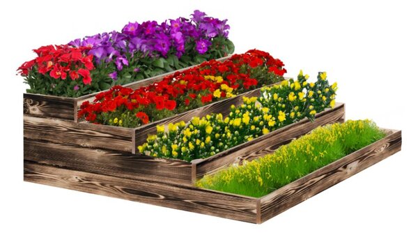 ATMOWOOD 4-patrový drevený záhon 120 x 120 x 40 cm - opálený