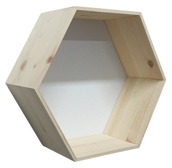 ČistéDřevo Prírodná polica - hexagon 35 x 30,5 x 14 cm