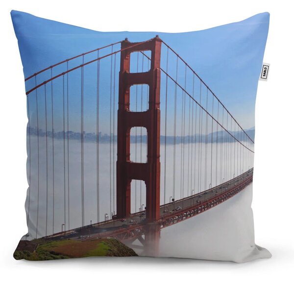 Sablio Vankúš Golden Gate v hmle - 40x40 cm