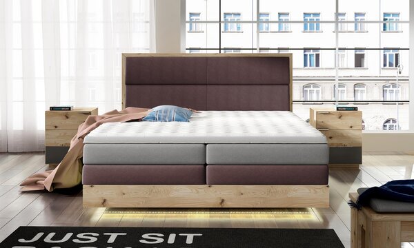 Boxspring posteľ massiv wood HELEN LED