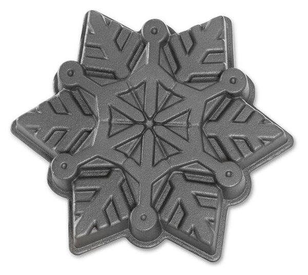 Forma na pečenie v striebornej farbe Nordic Ware Snowflake, 1,4 l