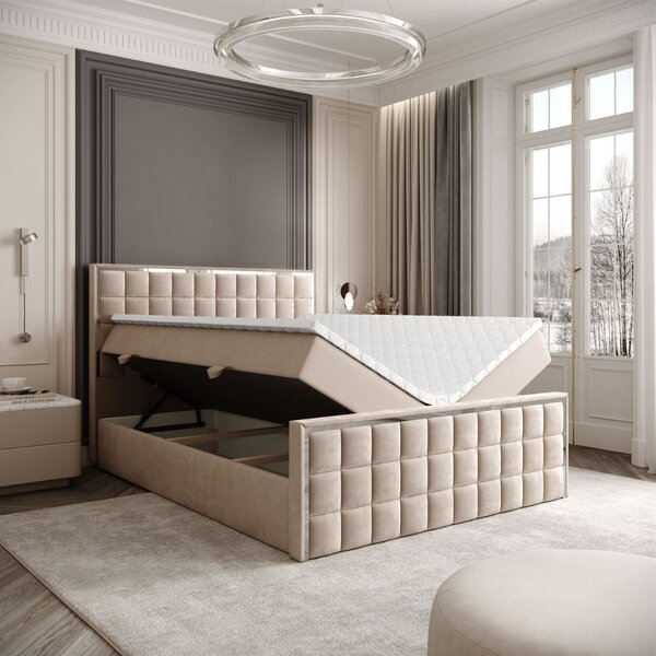 VYSOKÁ ČALÚNENÁ POSTEĽ NOEMI SILVER 140X200 ROYAL VELVET 170