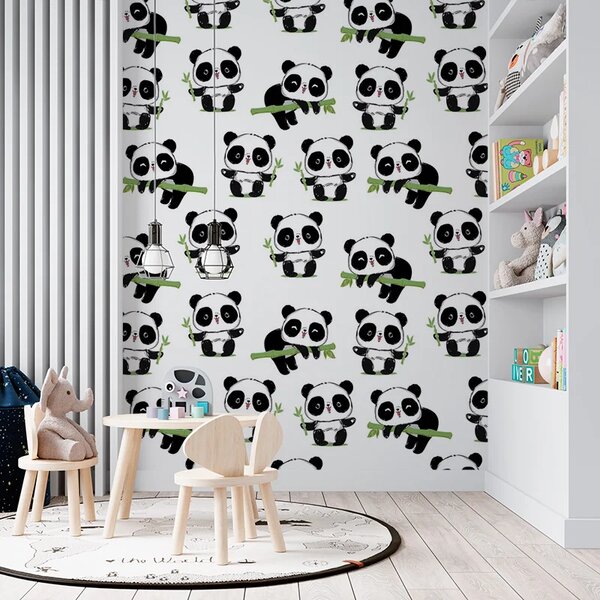 Sablio Tapeta Pandy s vetvičkou - 125x75 cm