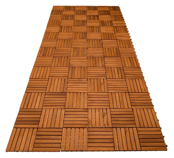 Drevené dlaždice Quatro mozaika - sada 11 ks, 30x30 cm