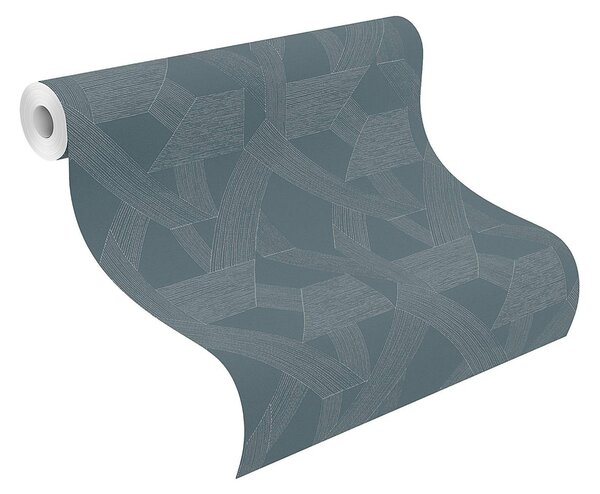 RASCH | Vliesová tapeta na stenu Schöner Wohnen 600414 | 0,53 x 10,05 m | vining ivy, modrozelená, metalická