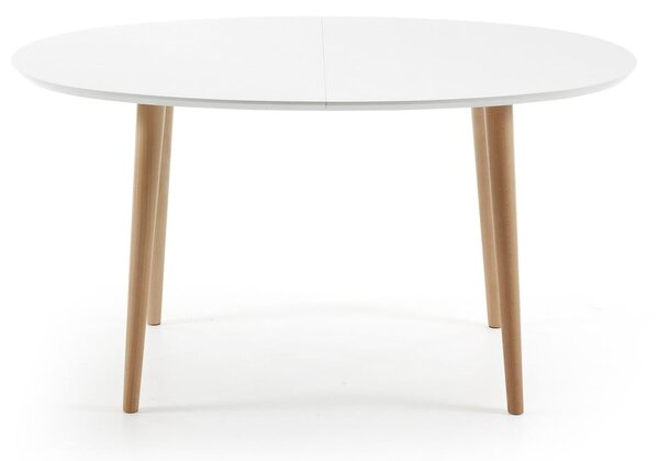 Biely rozkladací jedálenský stôl s bielou doskou 90x140 cm Oqui – Kave Home