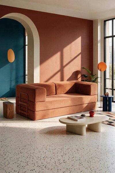 ROZKLADACIA POHOVKA, textil, terakotová Livetastic - Sedačky, Online Only
