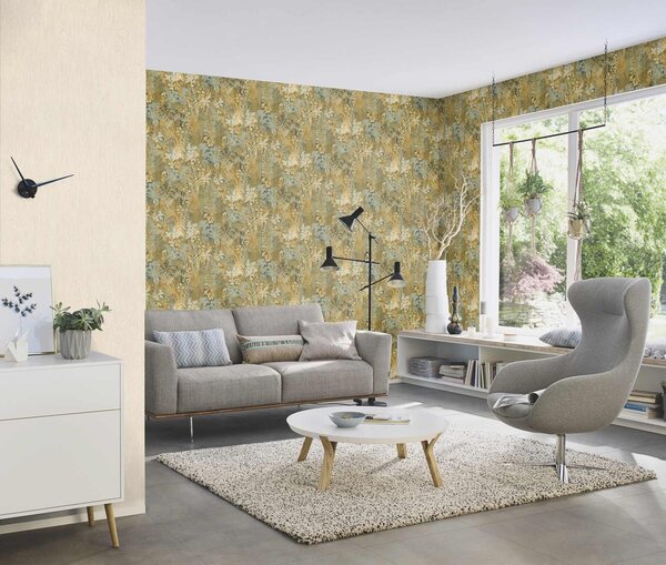RASCH | Vliesová tapeta na stenu Schöner Wohnen 600643 | 0,53 x 10,05 m | zelená, žltá, okrová