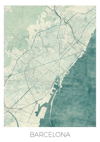 Mapa Barcelona, Hubert Roguski, (30 x 40 cm)