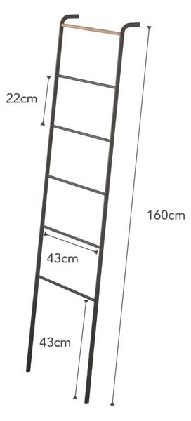 Čierny dekoratívny rebrík s detailom z bukového dreva YAMAZAKI Tower Ladder