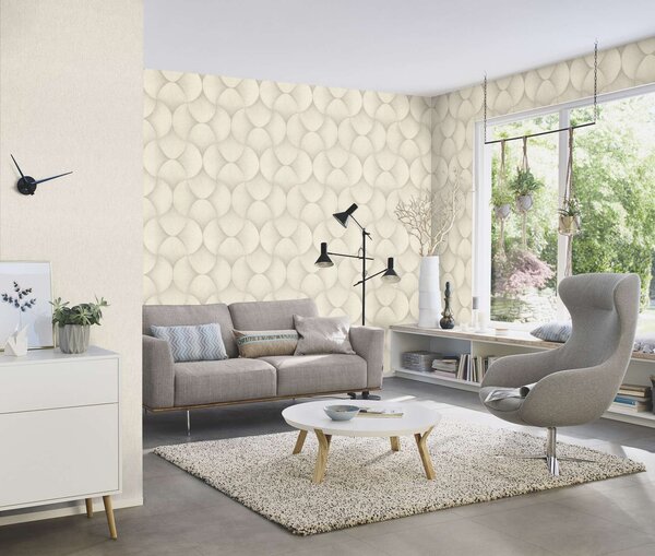 RASCH | Vliesová tapeta na stenu Sky Lounge 608236 | 0,53 x 10,05 m | biela, béžová, krémová