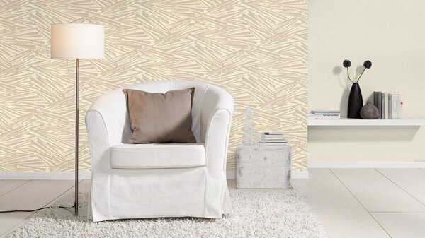 RASCH | Vliesová tapeta na stenu Sky Lounge 608335 | 0,53 x 10,05 m | béžová, strieborná