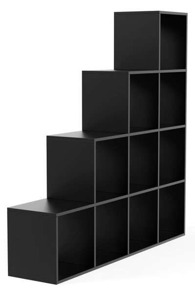 MIADOMODO Stupňovitý regál veľký, voľne stojaci, čierny