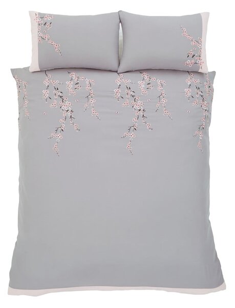 Ružovo-sivé obliečky na dvjlôžko Catherine Lansfield Blossom. 220 x 230 cm