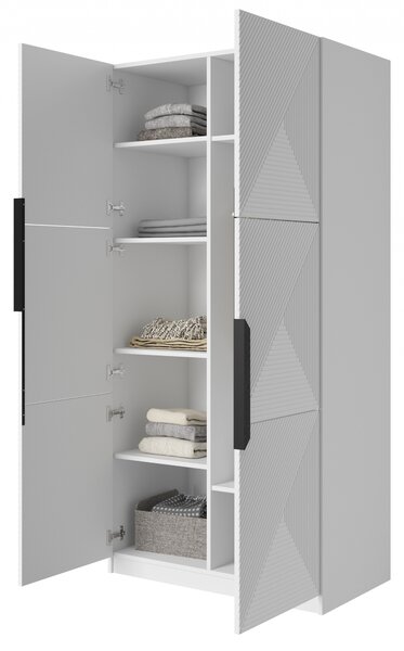 Skriňa Asha 100 cm - biely mat / čierne úchytky