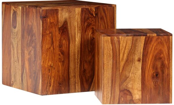 Konferenčné stolíky, 2 ks, masív sheeshamové drevo, 40x40x40 cm