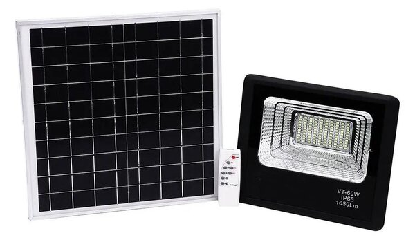V-Tac LED Stmievateľný solárny reflektor LED/20W/6,4V 4000K IP65 + diaľkové ovládanie VT0784 + záruka 3 roky zadarmo