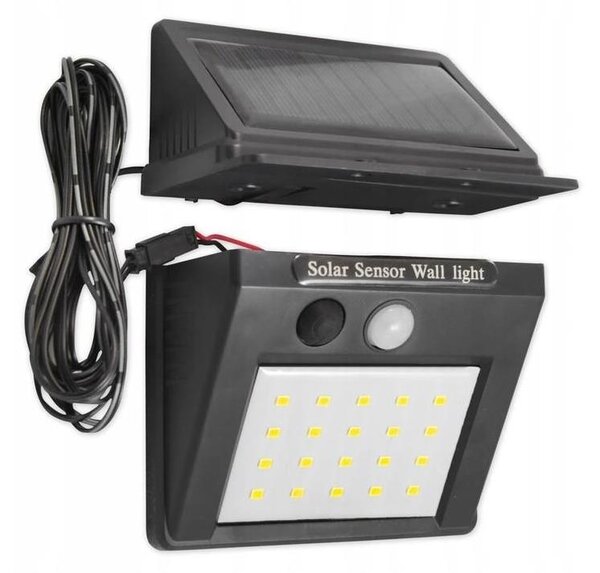 Illumaxx LED Solárne nástenné svietidlo so senzorom a externým panelom LED/0,55W/3,7V IP65 OS0014 + záruka 3 roky zadarmo